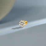 Radiant Petal Flower Inspired Gold Diamond Nose Pin