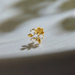 Leaflet Glow 3 Petal Flower Diamond Nose Pin Gold Online