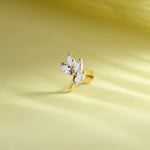 Leaf Gem 4 Solitaire Leaf Nose Pin Gold With Diamond For Women