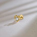 Sweet Heart Single Solitaire Diamond And Gold Nose Pin For Women