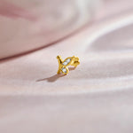 Forest Flutter Side Angled Butterfly Inspired Gold Diamond Nose Pin Design