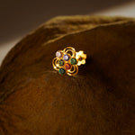 Stone Cluster 18K Gold Nose Pin For Women