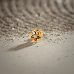Sapphire Halo 18K Flower-Inspired Stone Nose Pin Gold