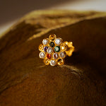 Spiral Cosmos 18K Swirling Stone Gold Nose Pin For Women