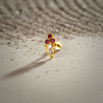 Sapphire Orbit 18K Leaf-Inspired Multi Colour Gold Nose Pin In Stone