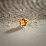 Noir Bloom 18K Small Flower Inspired Stone Nose Pin In Gold For Women