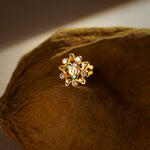 Cosmic Flower 18K Star Inspired Stone Gold Nose Pin For Women