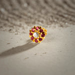 Blossom Crown 18K Flower Outburst Inspired Ruby Gold Nose Pin Online For Women