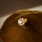 Diamond Aura 18K Diamond Like Stone Gold Nose Pin For Women