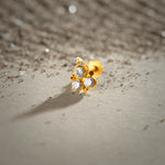 Ruby Bloom 18K Flower & Leaf Inspired Stone Gold Nose Pin For Women