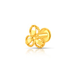 Front view of modern floral gold nose pin design with triple petal motif showcasing elegant craftsmanship