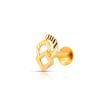 Modern geometric gold nose pin design crafted in 18k yellow gold; elegant small nose pin gold for daily wear.