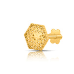 Hexa Lattice gold nose pin in 18K gold featuring intricate hexagon lattice design with contemporary elegance