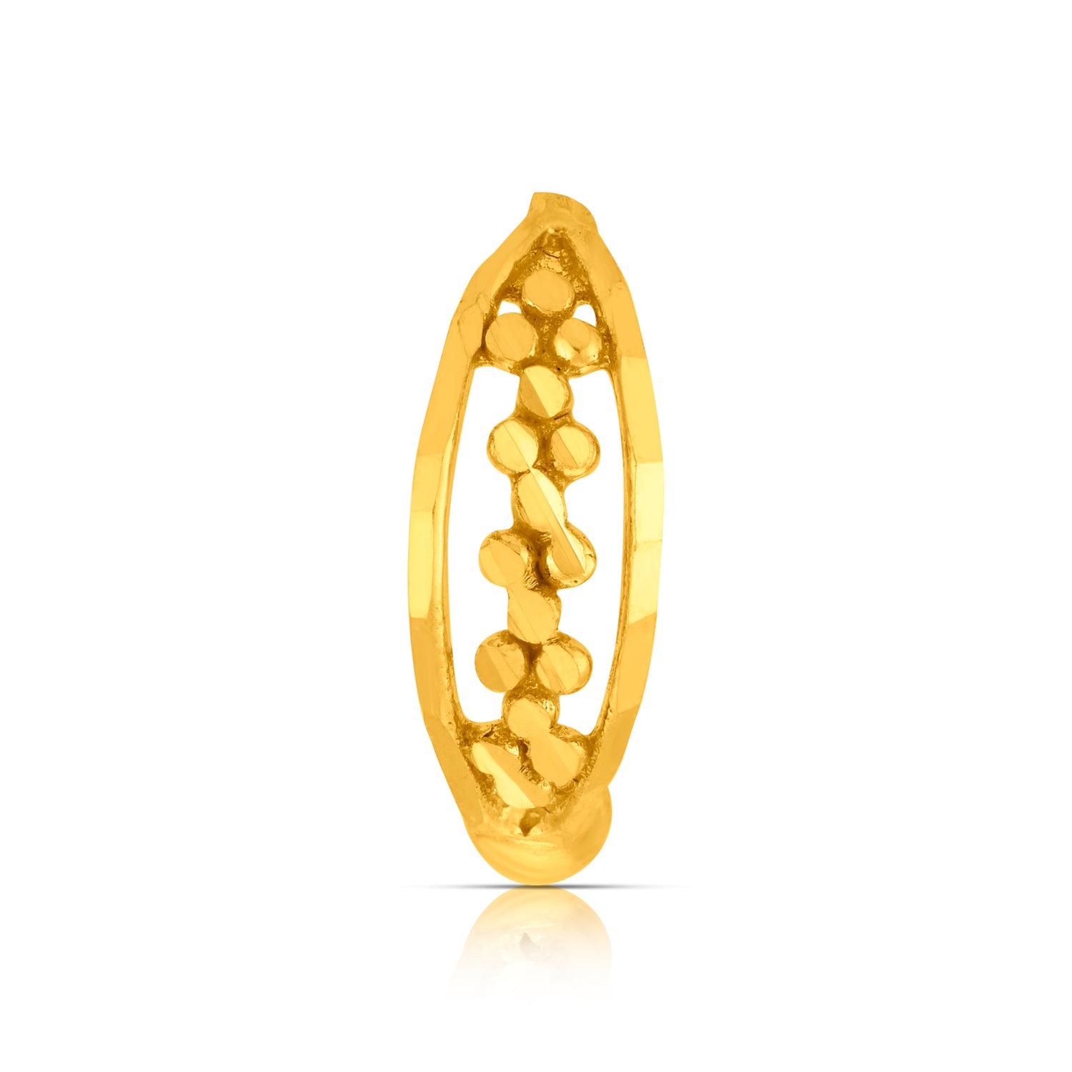 18K Petite Garland Gold Nose Ring with delicate floral garland design by Yuvora