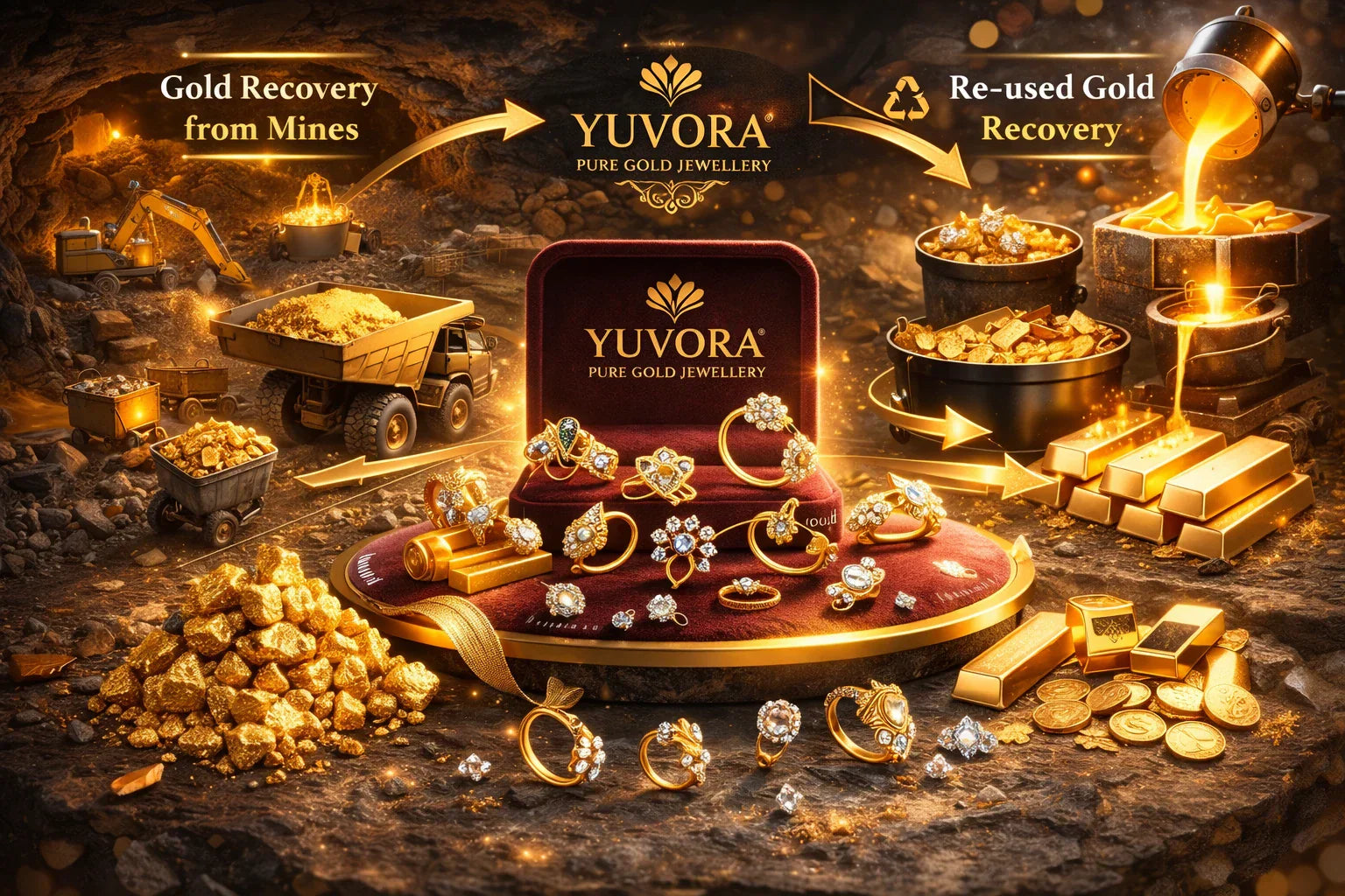 Gold recovery from mines/re-used gold/recovery gold