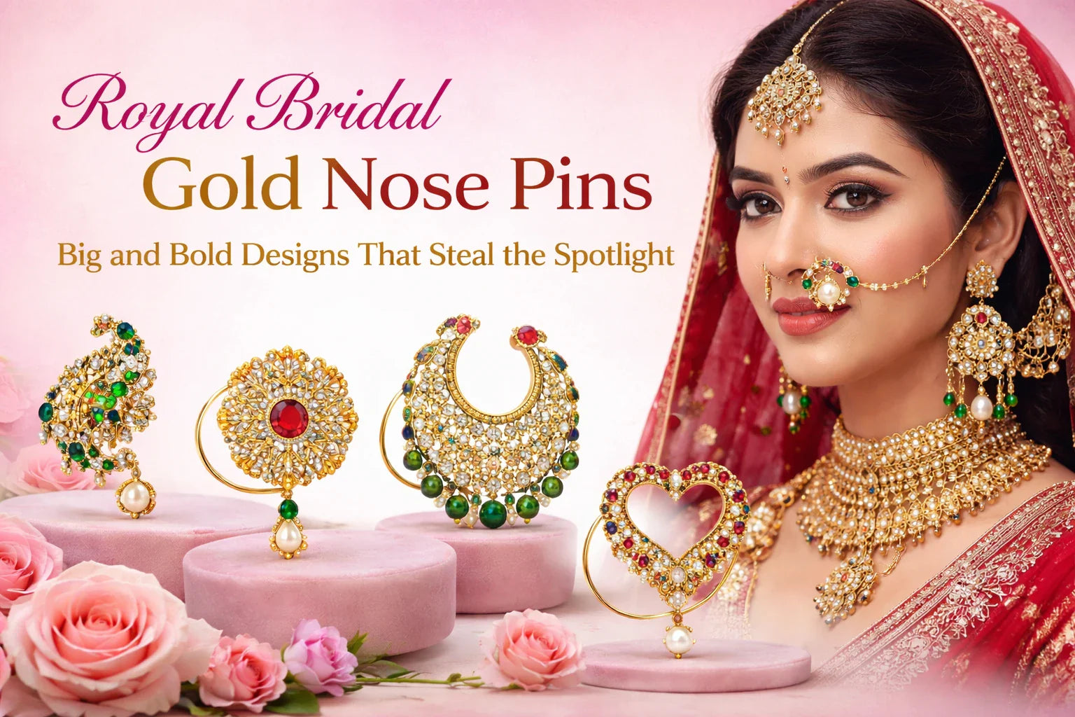 Image Shown Royal Bridal Gold Nose Pins