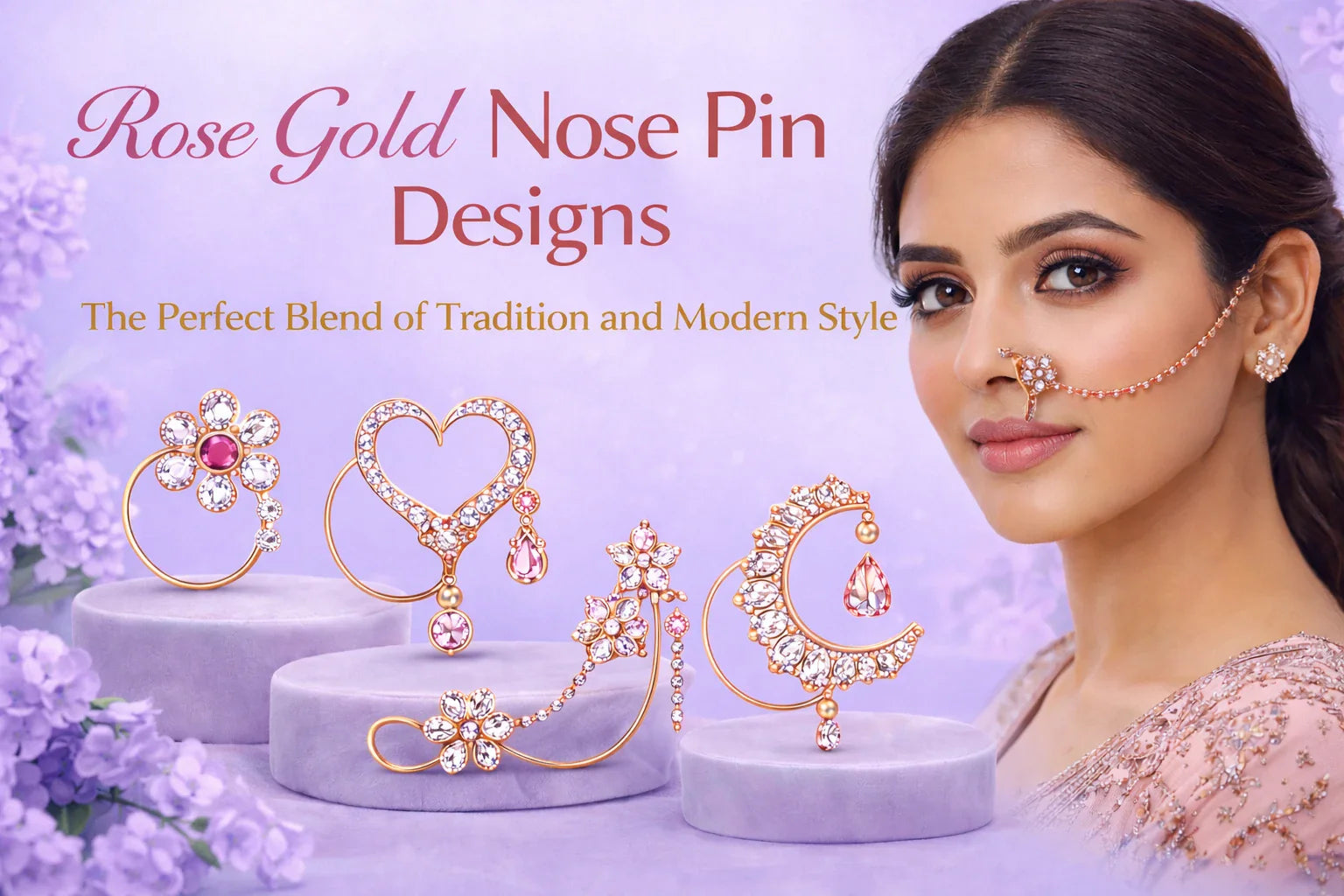 Image Shown Rose Gold Nose Pin Designs