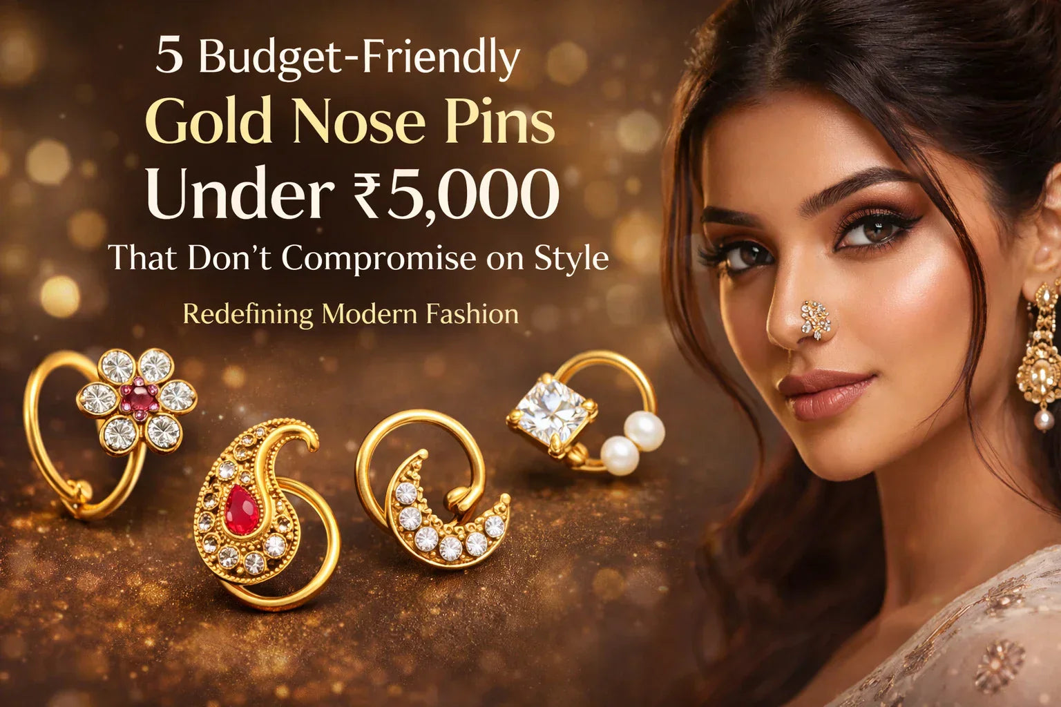 Image shown 5 Budget-Friendly Gold Nose Pins Under ₹5,000 That Don’t Compromise on Style