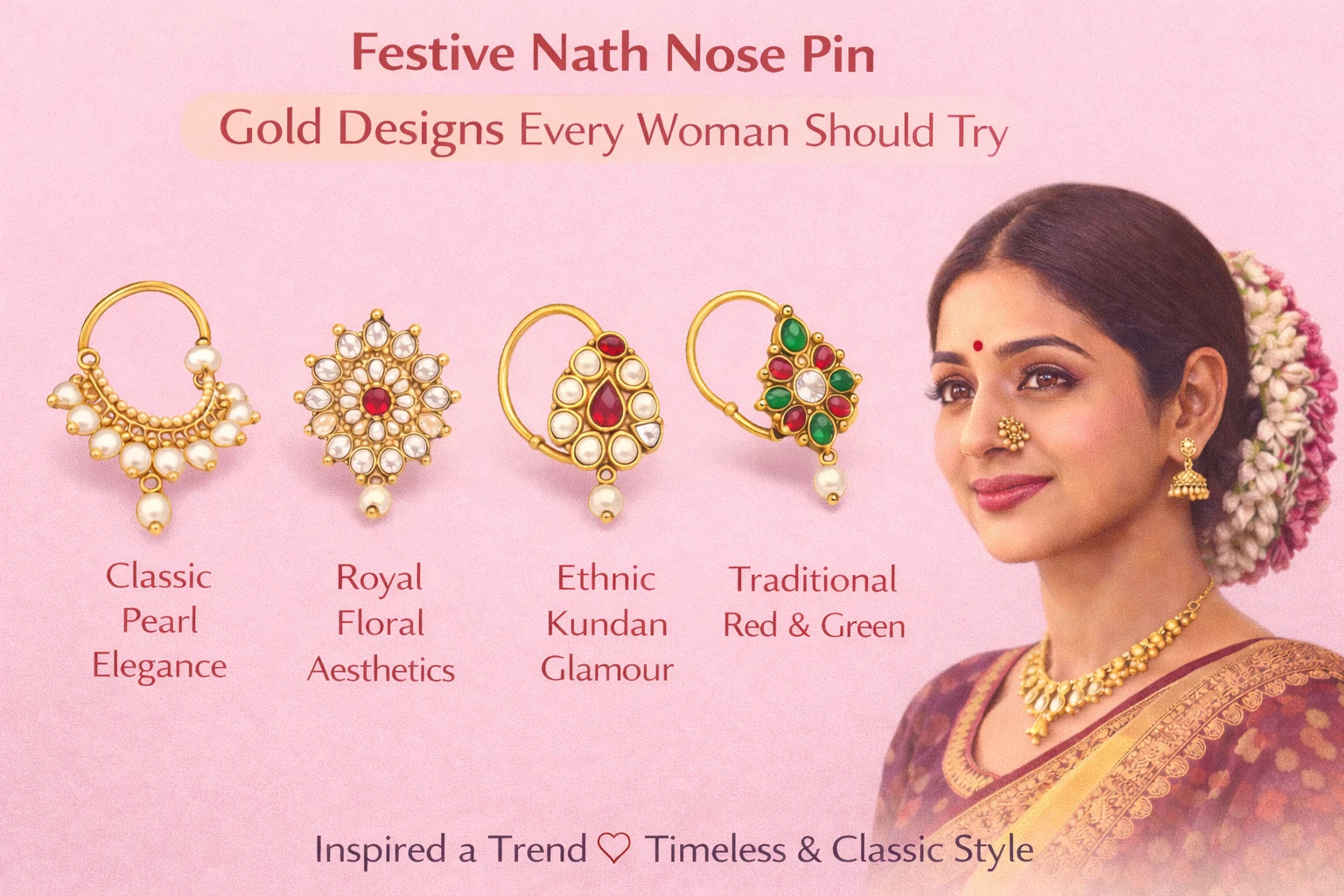 Image shown Festive Nath Nose Pin Gold Designs Every Woman Should Try