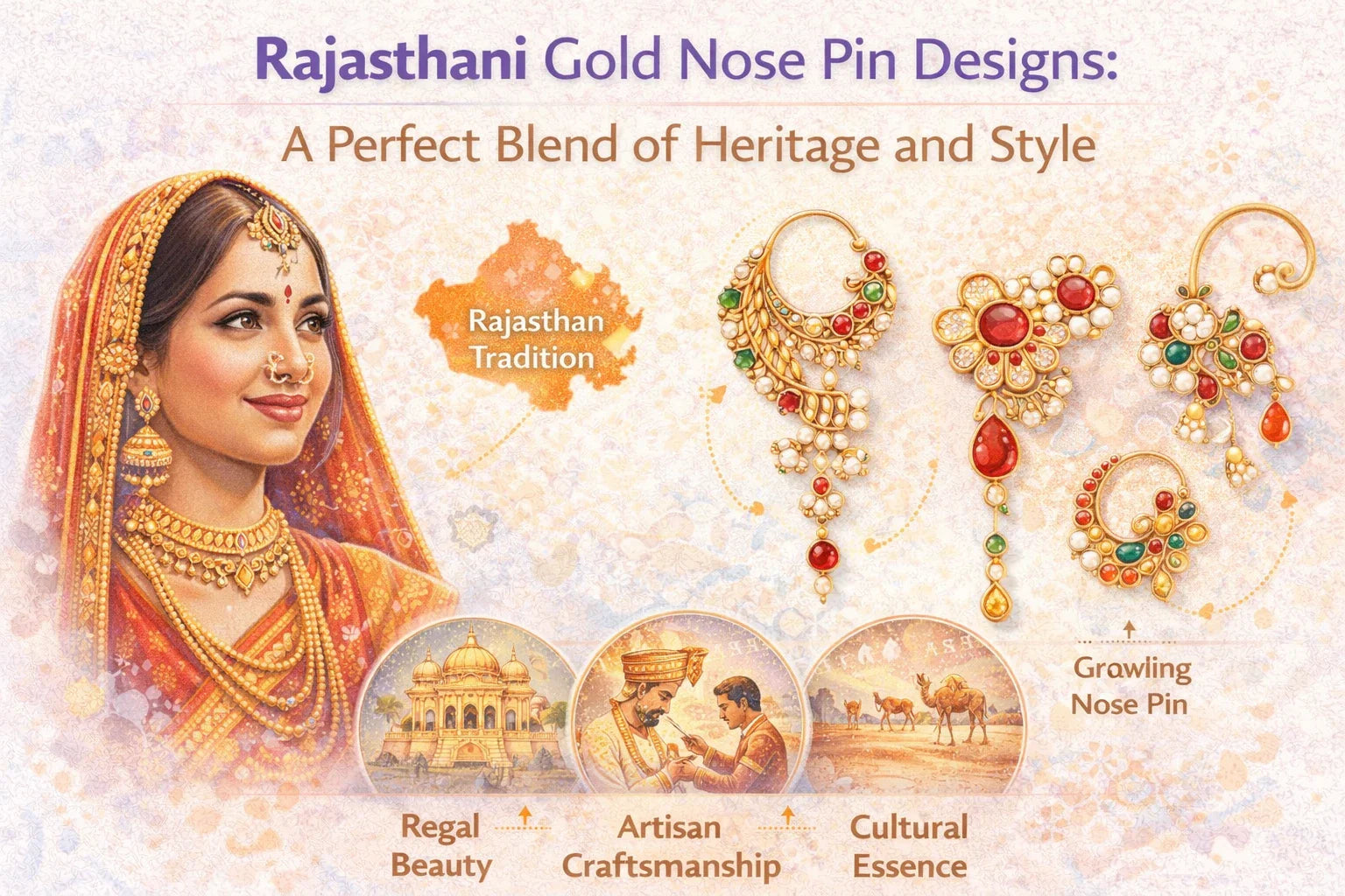 Rajasthani Gold Nose Pin Designs: A Perfect Blend of Heritage and Style
