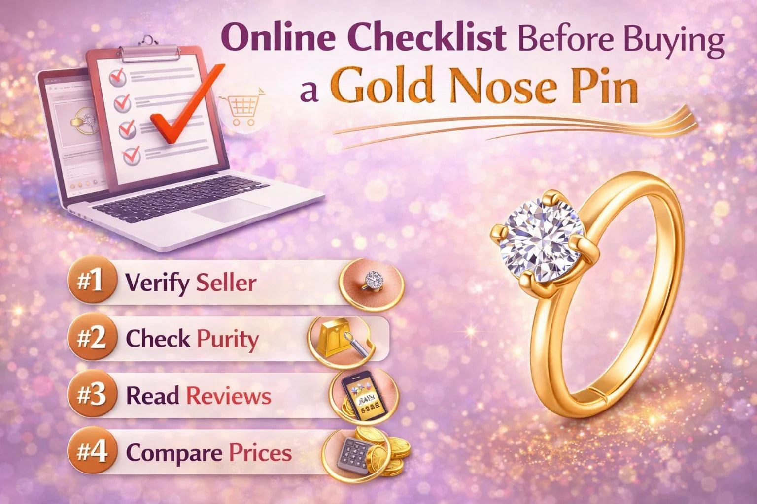 Image shown Online Checklist Before Buying a Gold Nose Pin