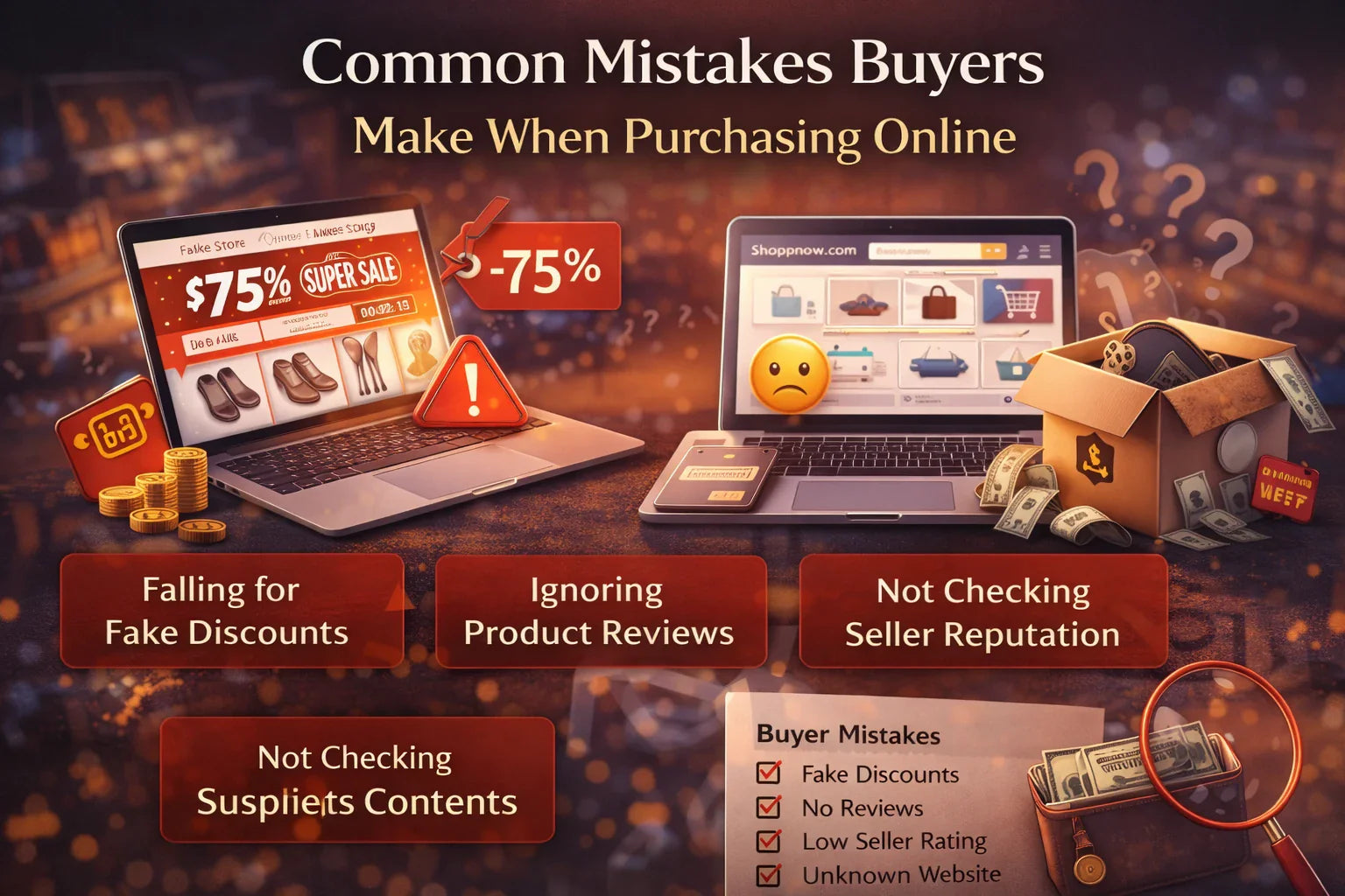 Image shown -Common Mistakes Buyers Make When Purchasing Online