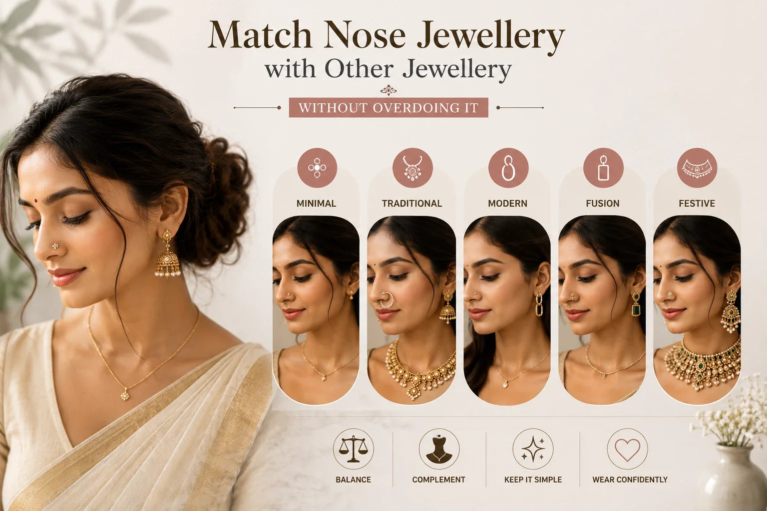 Image shown: How to Match Nose Jewellery with Other Jewellery (Without Overdoing It)