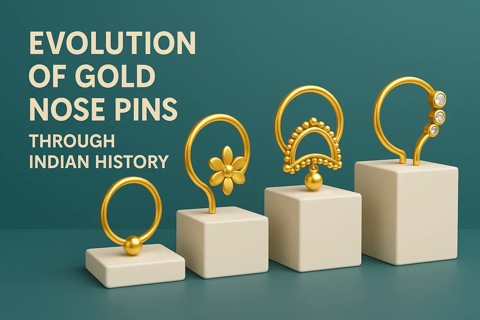 Image shown Evolution of Gold Nose Pins Through Indian History