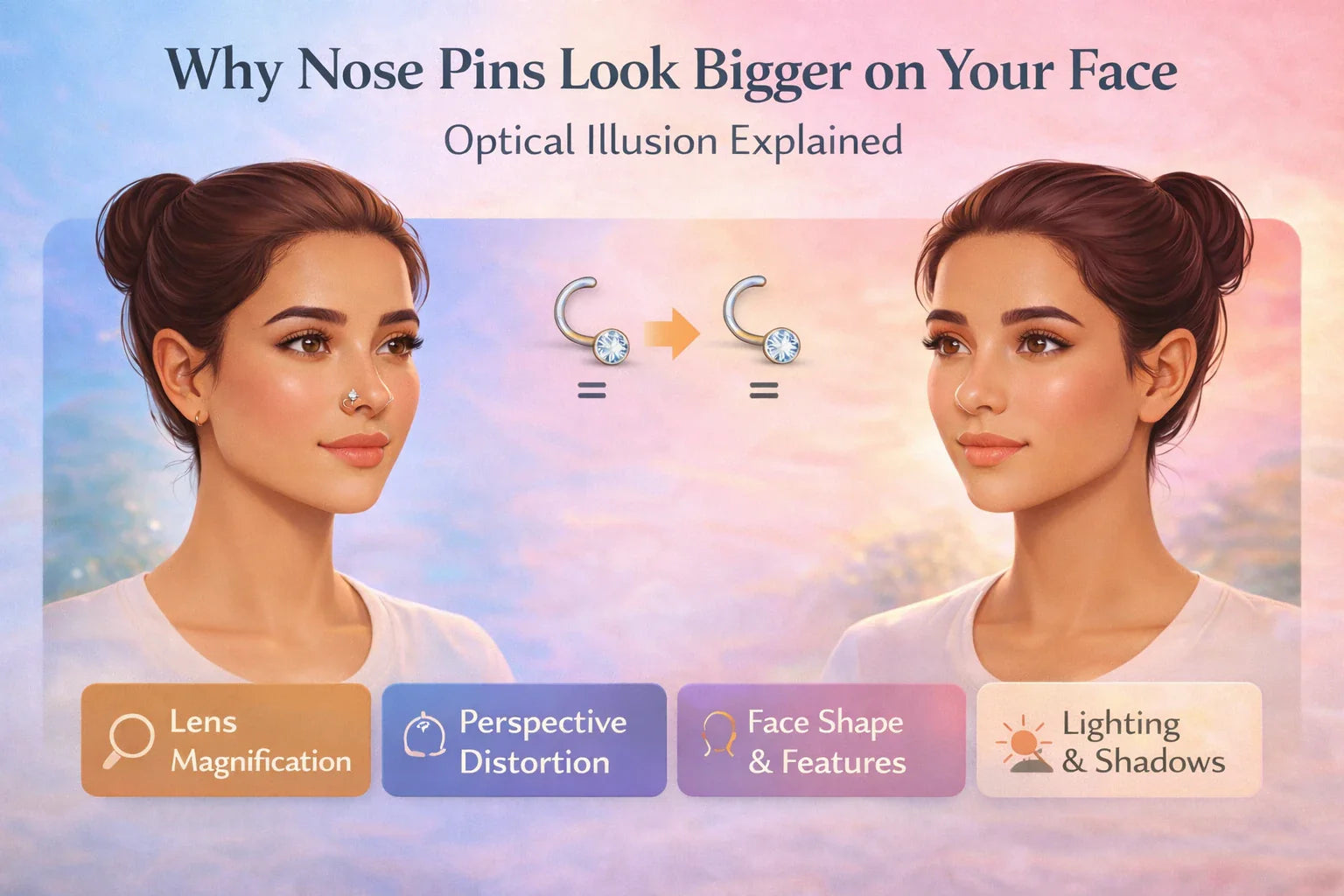 Image Shown Why Some Nose Pins Look Bigger on Your Face