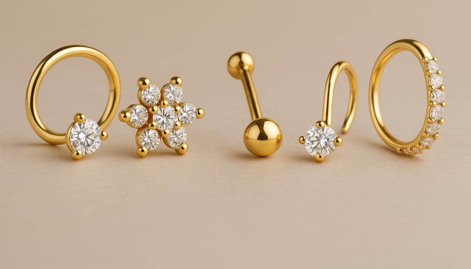 Gold Nose Pin Gold Nose Ring Diamond Cubic Zirconia Clip on Nose Pin