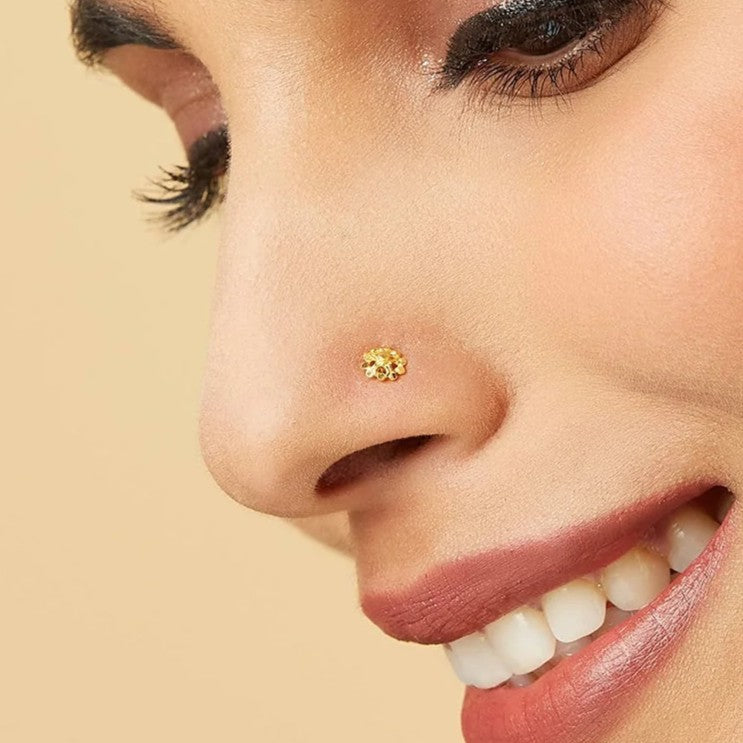 Filigree Plain Gold Nose Pin for Daily Wear Starting Rs. 1000, 500+ unique designs