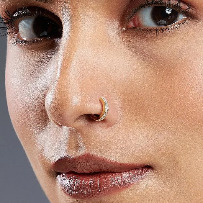 Lab Grown Diamond Nose ring with 14 karats BIS hallmarked gold for every day wear classic design for women