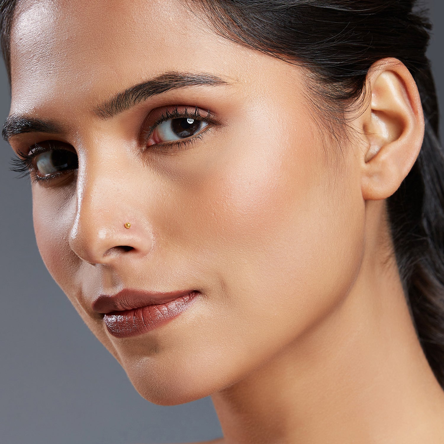 Ball Stud Gold Nose Pin – Simple 18K Nose Pin Gold Design for Women