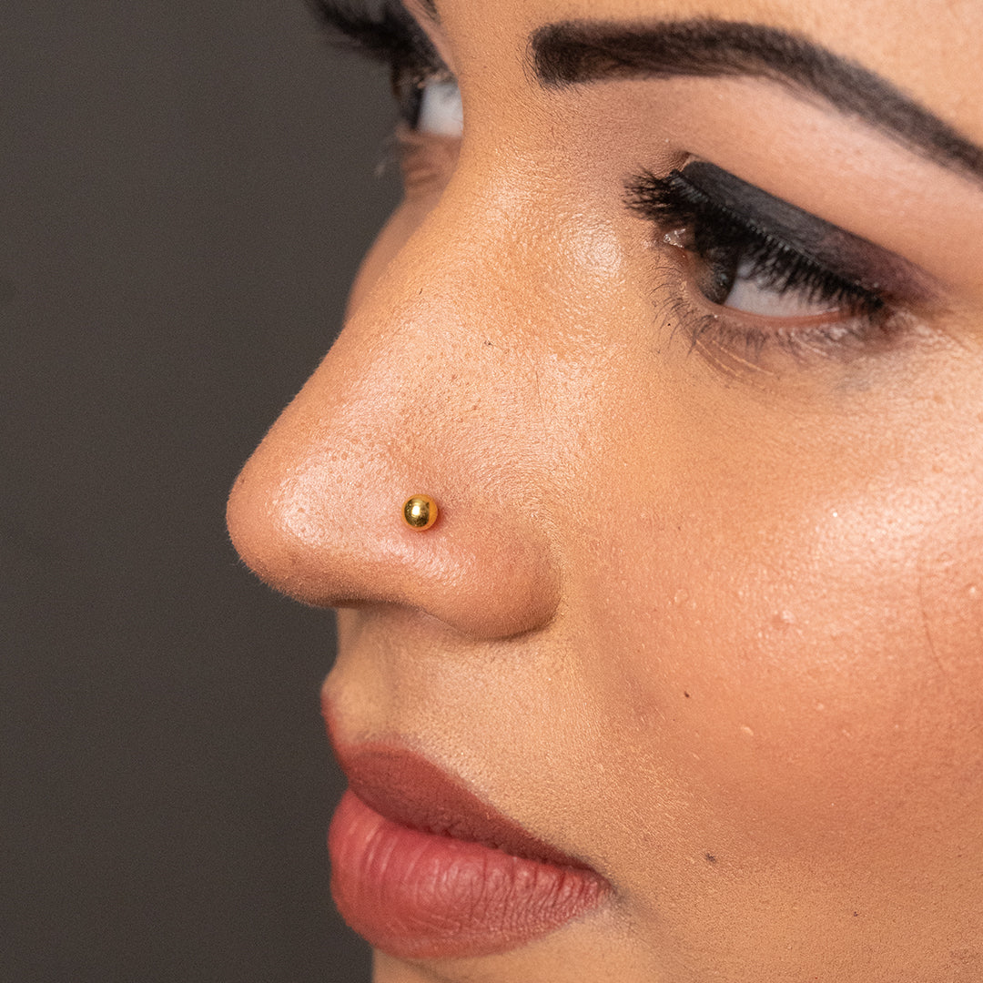 Ball Stud Gold Nose Pin – Simple 18K Nose Pin Gold Design for Women