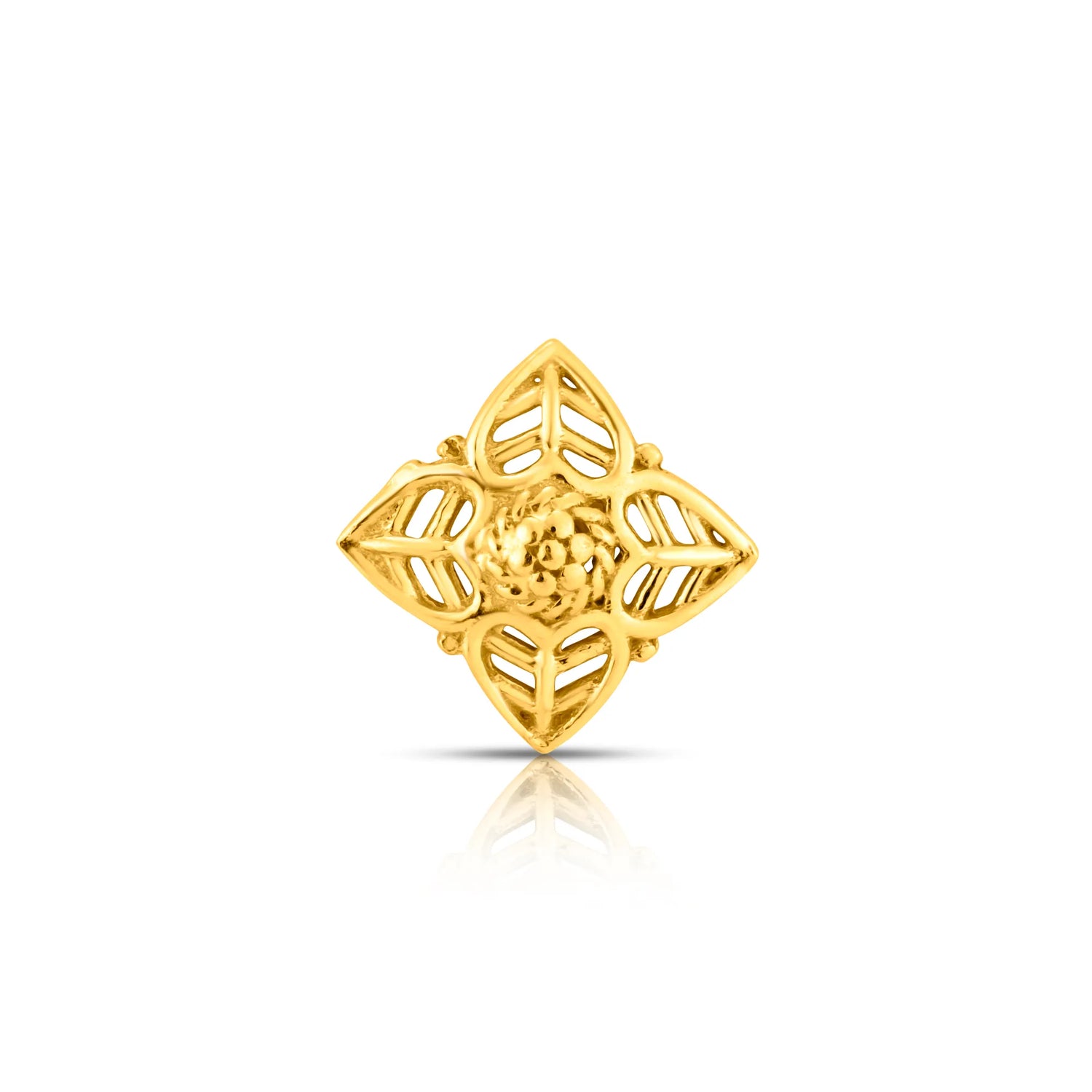 Floral Square 18K Diamond Cut Filigree Gold Nose Design For Women