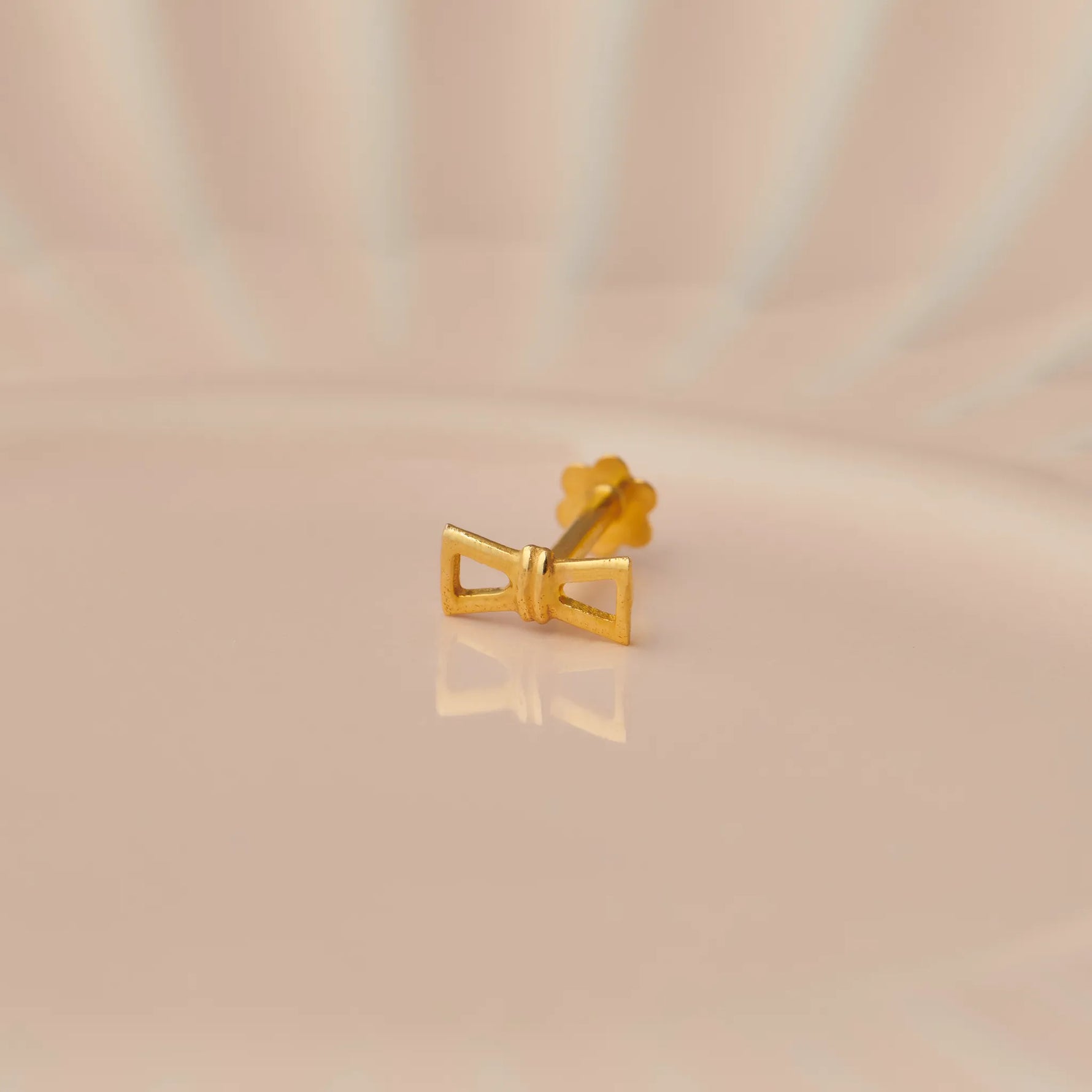 Ribbon Whisper 18K Bow-Inspired Casting Gold Nose Pin for Women
