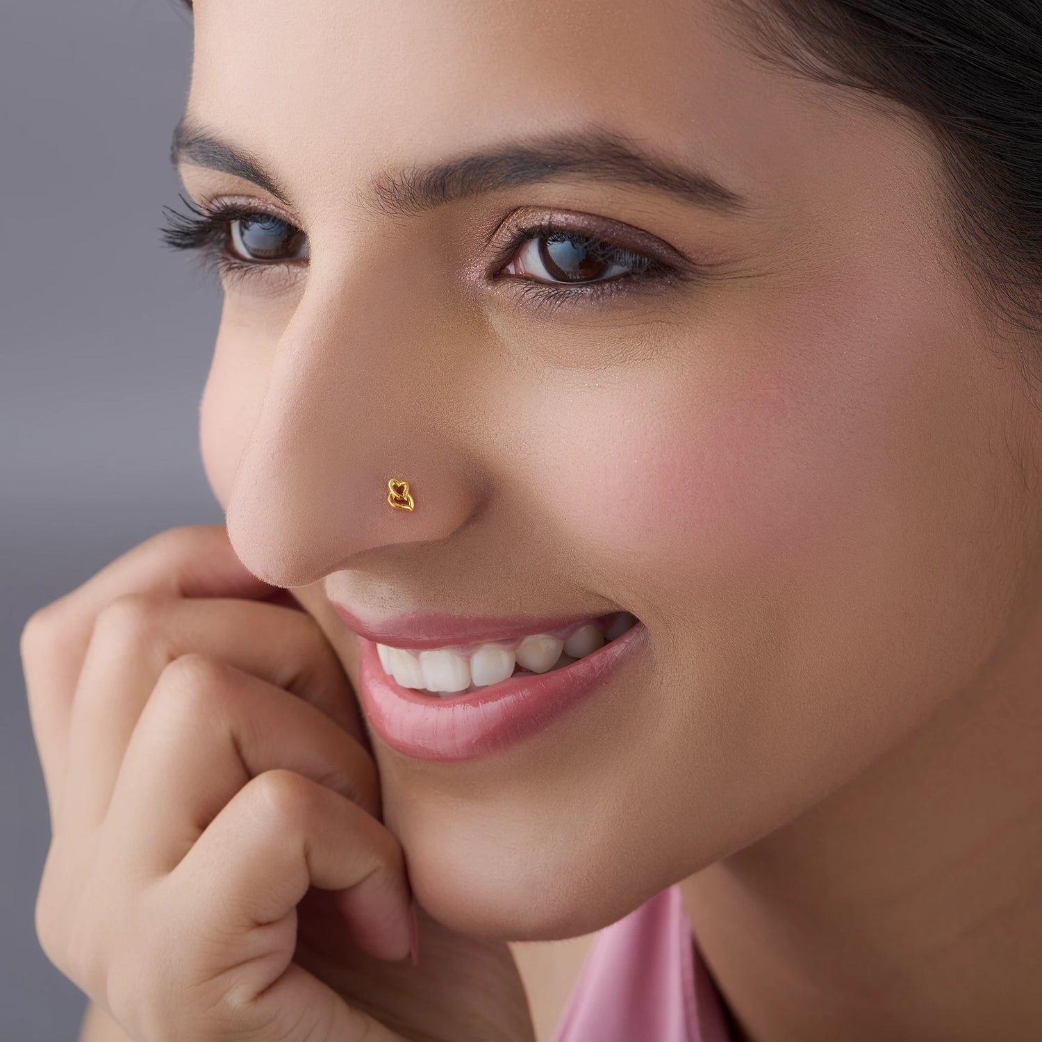 Eternal Hearts 18K Heart-Inspired Pattern Women's Nose Pin Gold