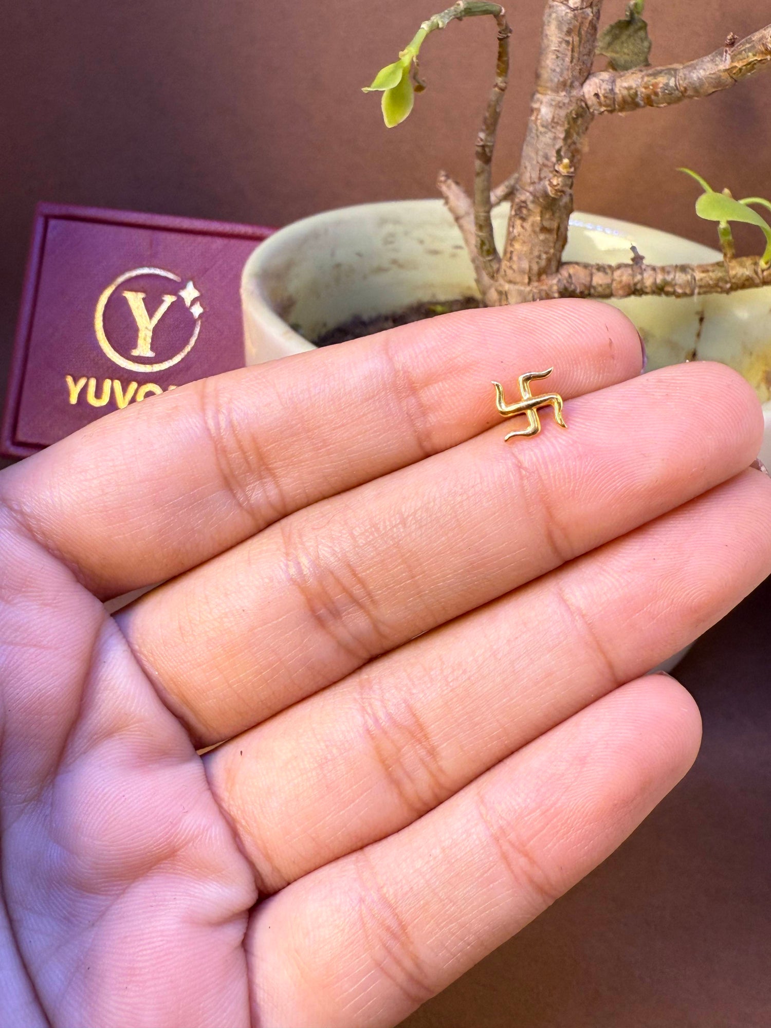 Swastik Serenity Gold Nose Pin – Simple 18K Nose Pin Gold Design for Women