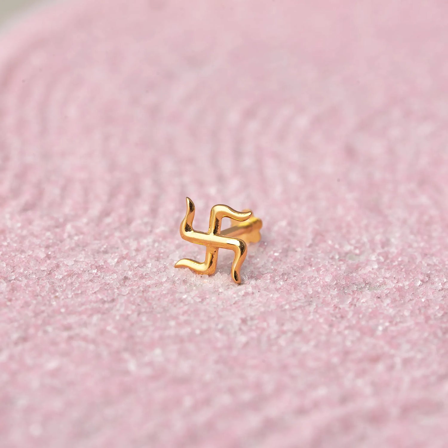 Swastik Serenity Gold Nose Pin – Simple 18K Nose Pin Gold Design for Women