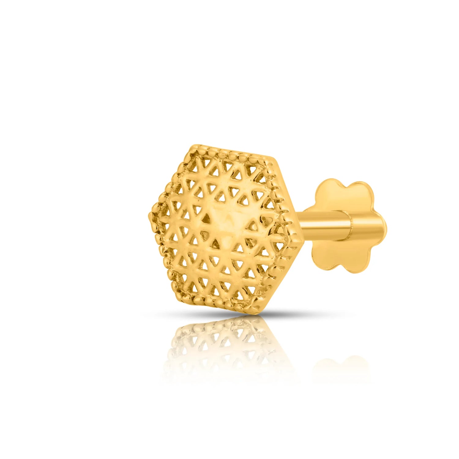 Hexa Lattice 18K Hexa Shaped Nose Pin Gold