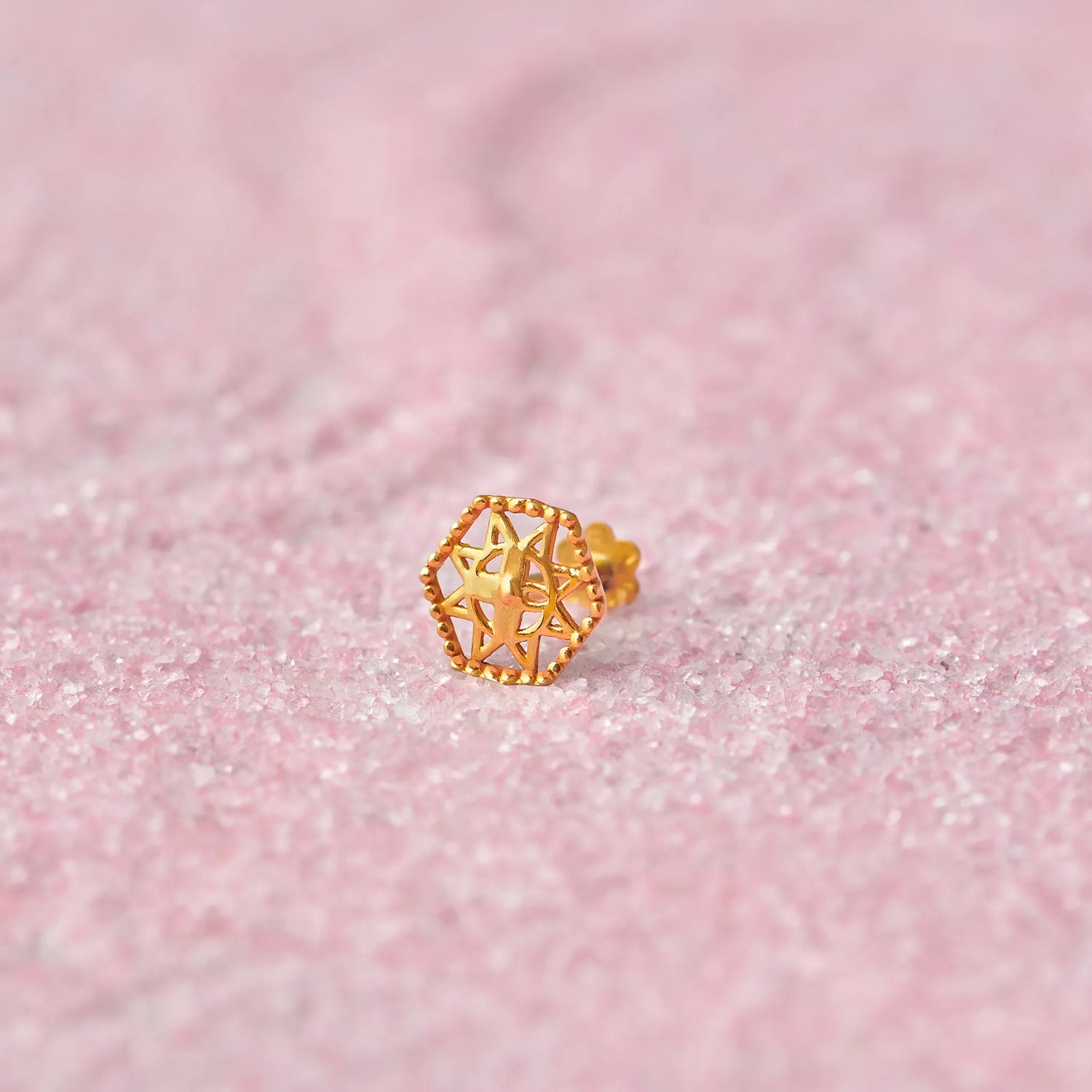 Stellar Hexa Gold Nose Pin ??Simple 18K Nose Pin Gold Design for Women
