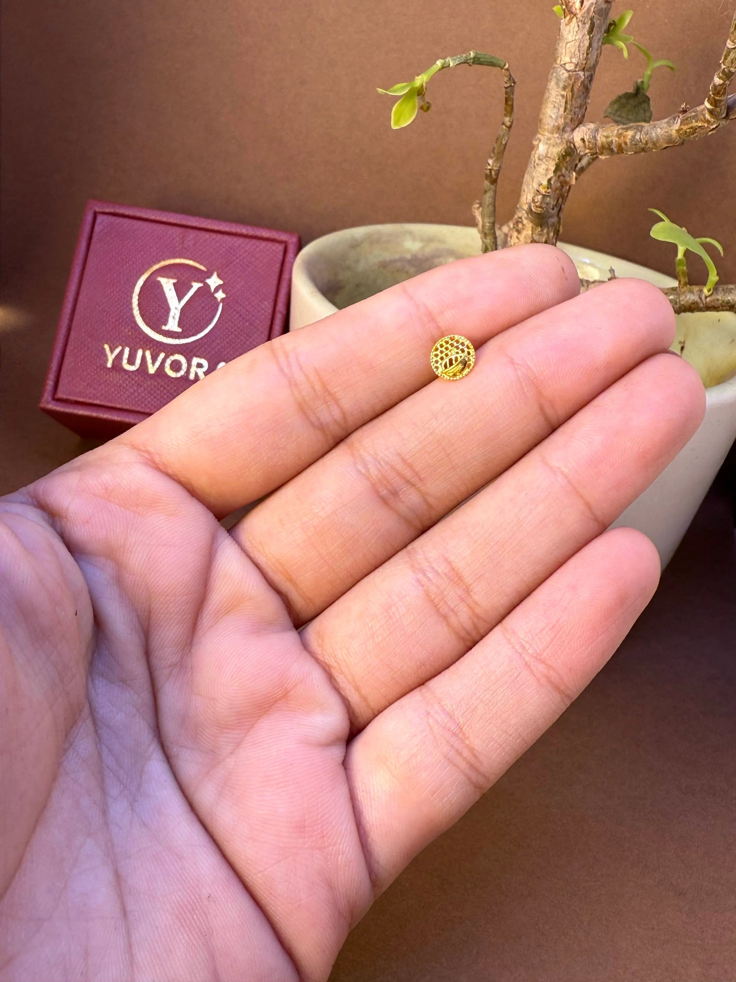 Leaf Whisper Gold Nose Pin - Simple 18K Nose Pin Gold Design for Women