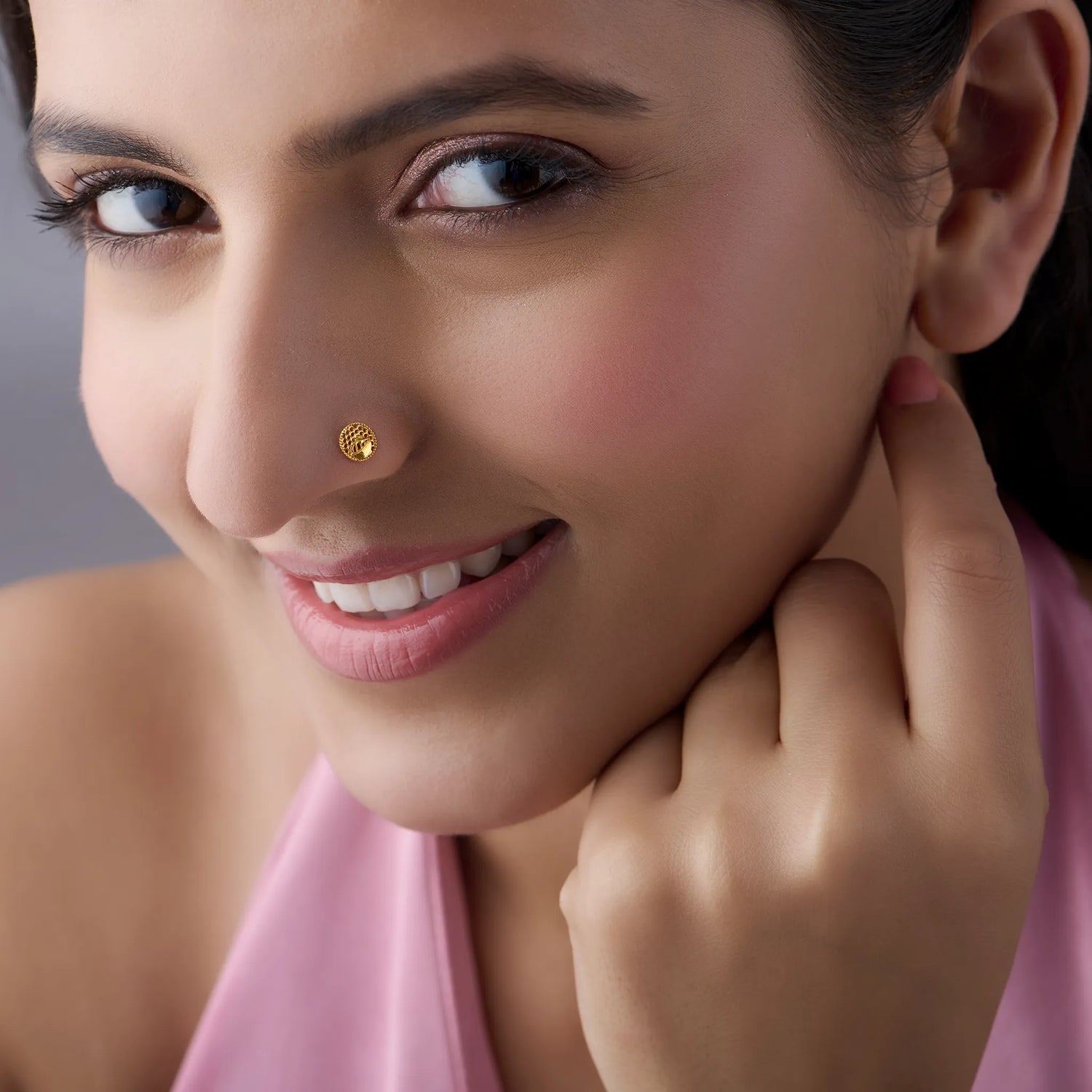 Leaf Whisper Gold Nose Pin - Simple 18K Nose Pin Gold Design for Women