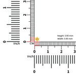 Simple gold nose pin design with measurement scale showing dimensions