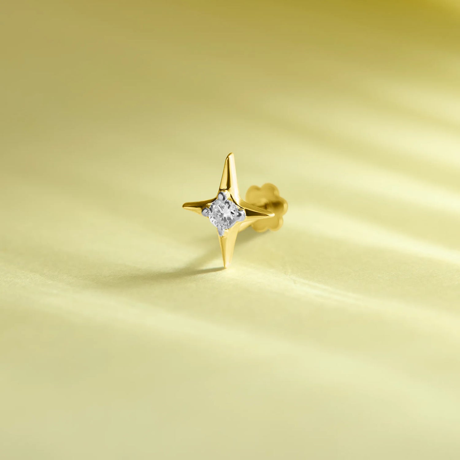 Astral Cross Nose Pin Gold And Diamond For Women