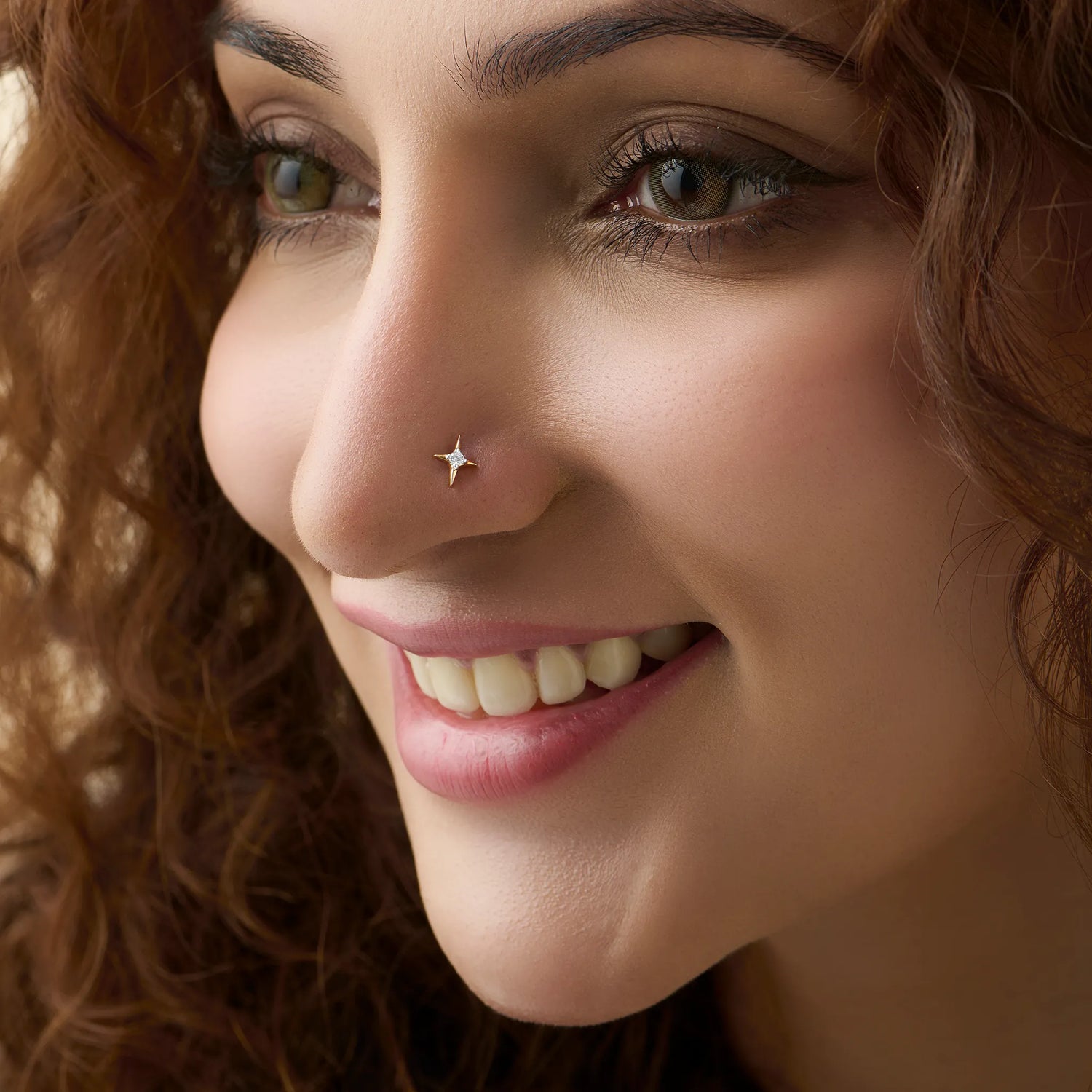 Astral Cross Nose Pin Gold And Diamond For Women