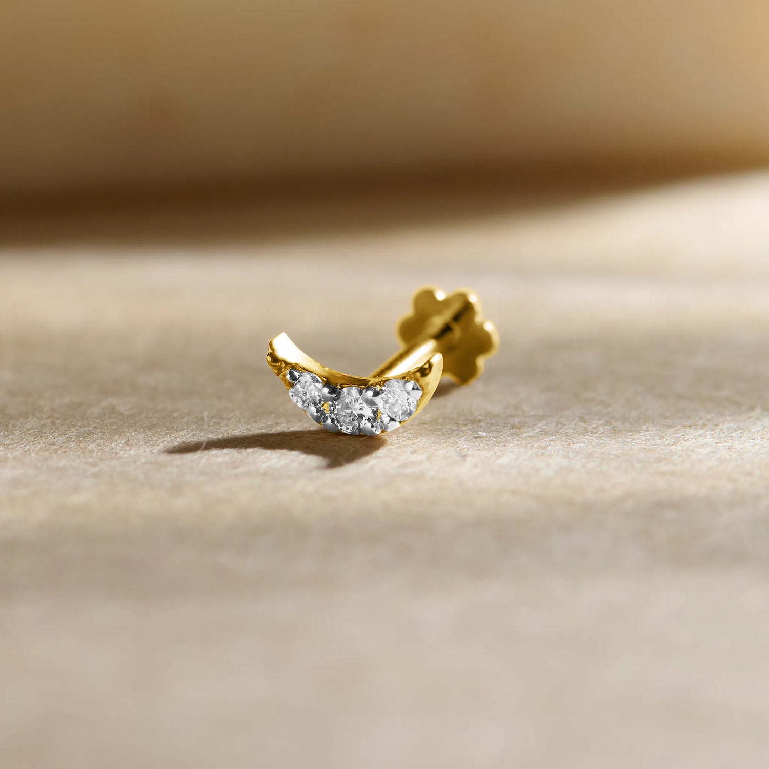 Half Moon Nose Pin Gold With Diamond For Women Online