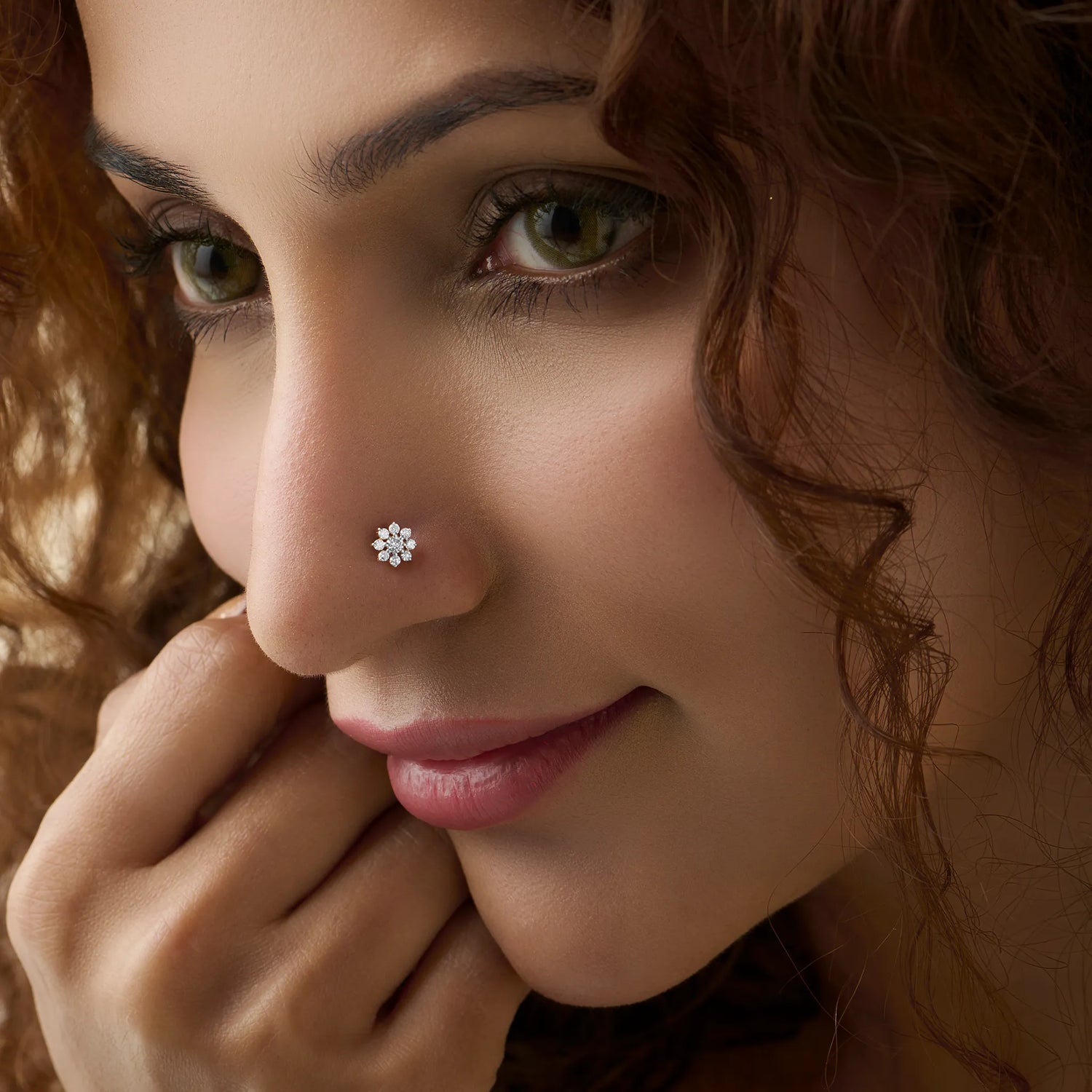 Radiant Petal Flower Inspired Gold Diamond Nose Pin