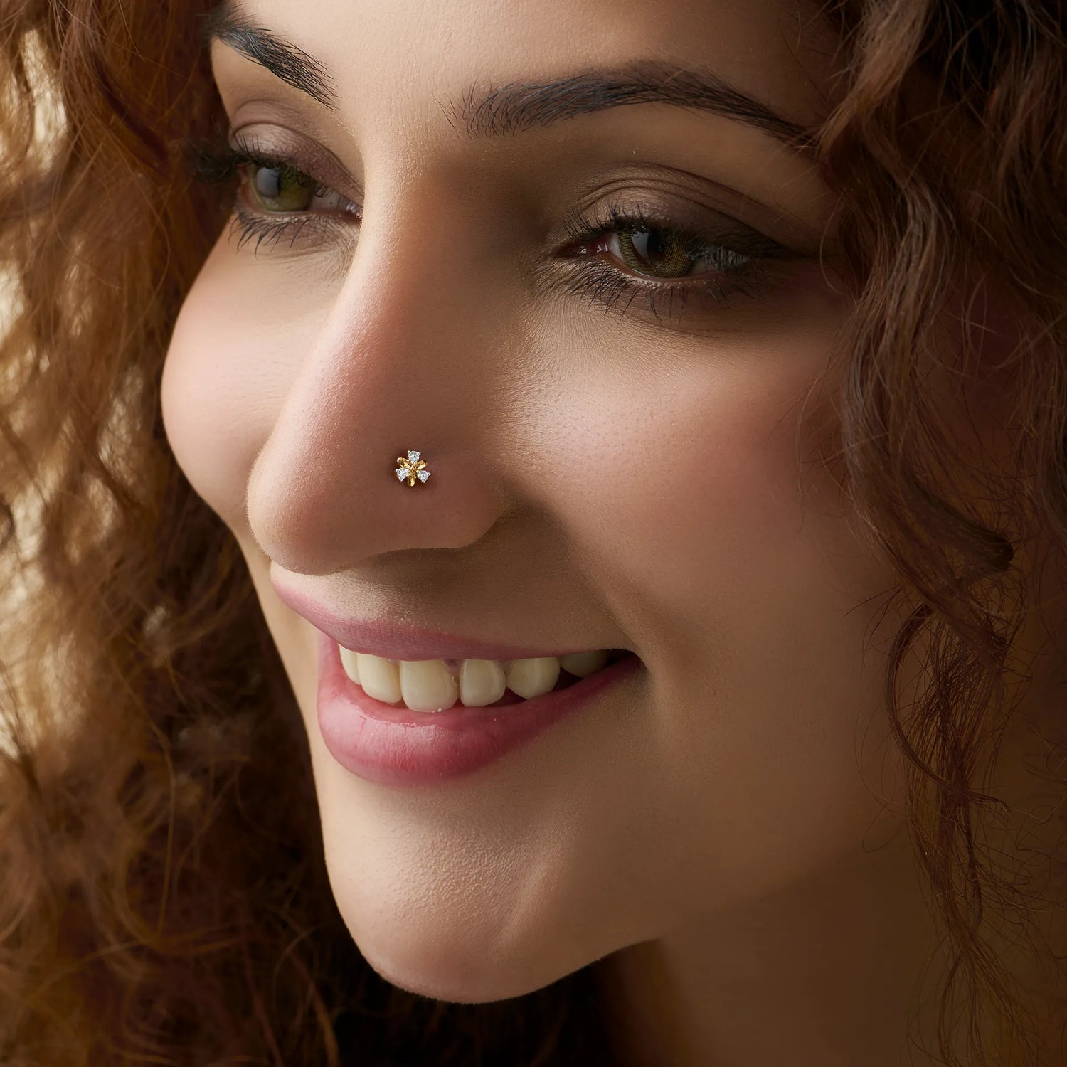 Petal Trio Small Flower Inspired Diamond Nose Pin Gold Design For Women Online