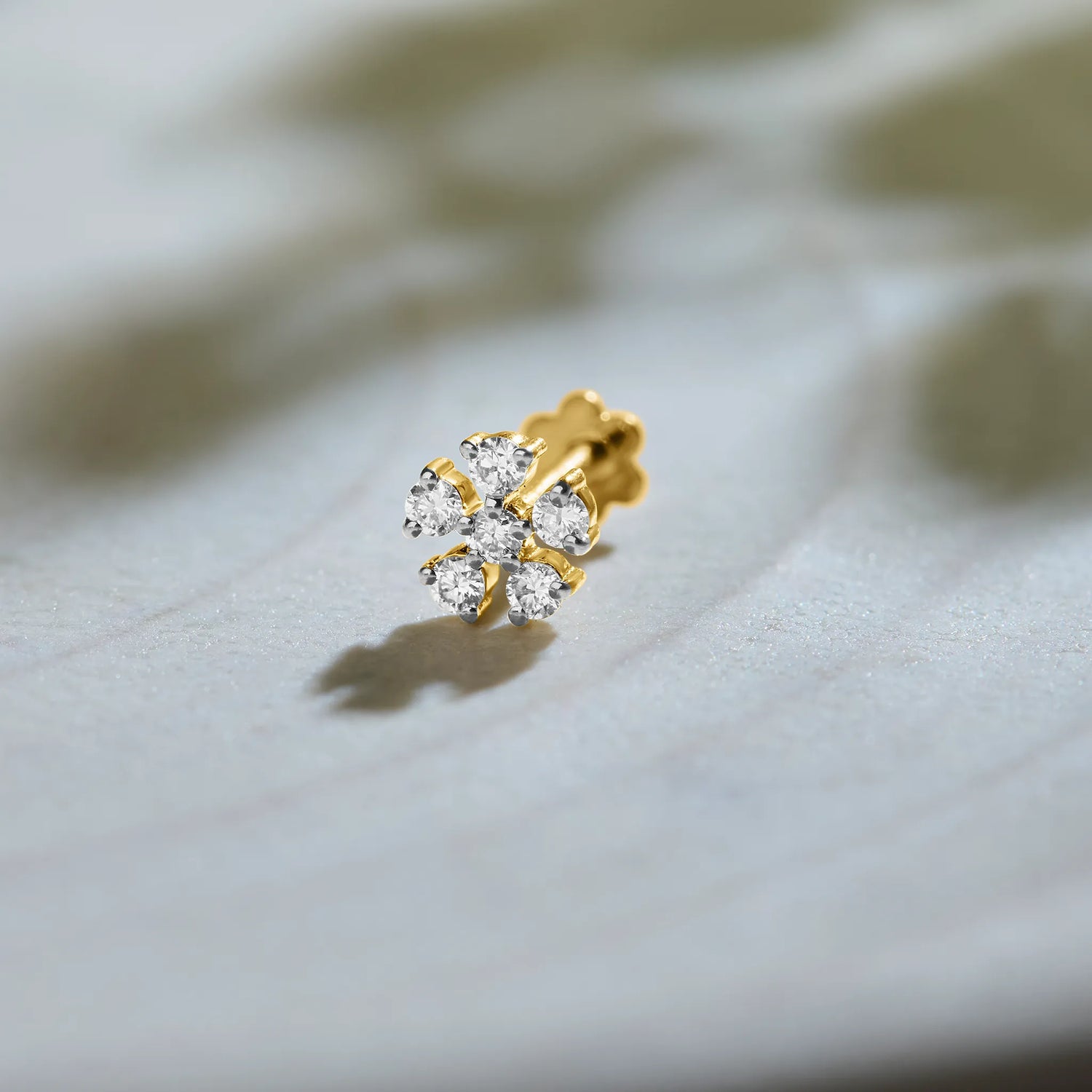 Petal Grace Gold Diamond Nose Pin Design Online For Women